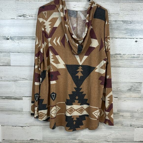 New Boutique Brand Southwest Aztec Soft Stretchy Pullover Hoodie Women’s Large - Picture 4 of 8